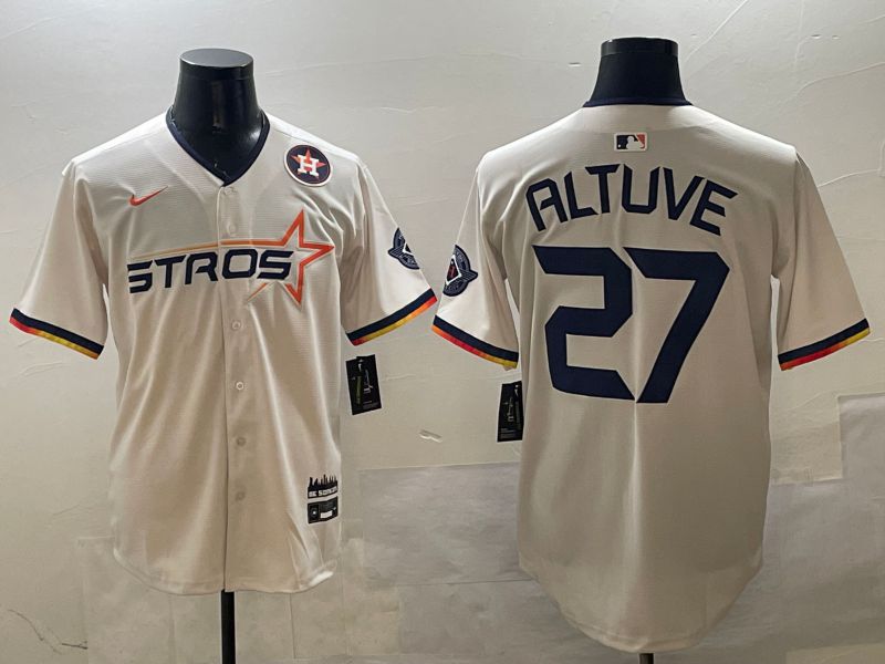 Men Houston Astros #27 Altuve Cream Three generations Joint Name 2025 Nike MLB Jersey style 7